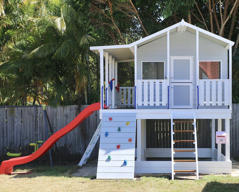 small cubby house with slide